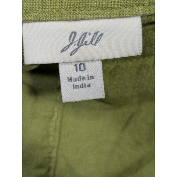J Jill Linen Skirt Womens 10 Midi Green Twirl Indie Prep Boho Eclectic Casual - Picture 8 of 11